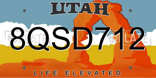 8QSD712 Utah License Plate