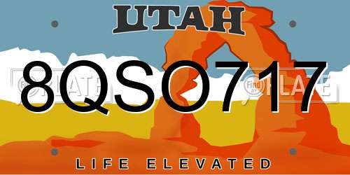 8QSO717 Utah License Plate