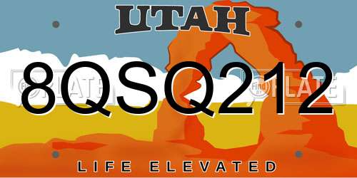 8QSQ212 Utah License Plate