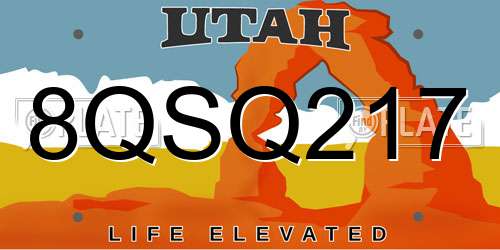 8QSQ217 Utah License Plate