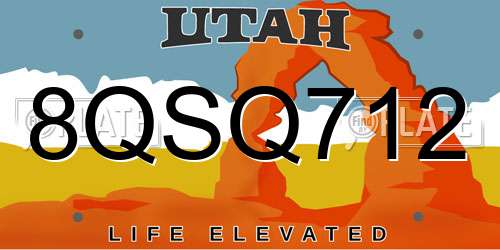 8QSQ712 Utah License Plate