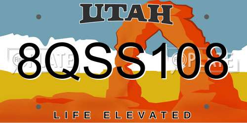 8QSS108 Utah License Plate