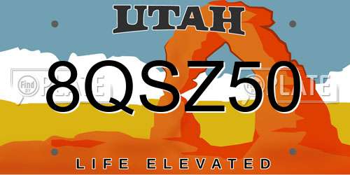 8QSZ50 Utah License Plate
