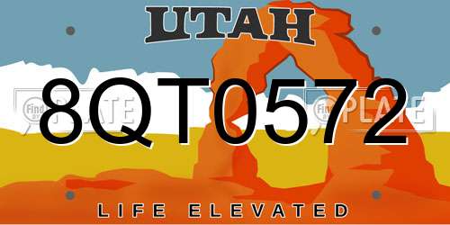 8QT0572 Utah License Plate