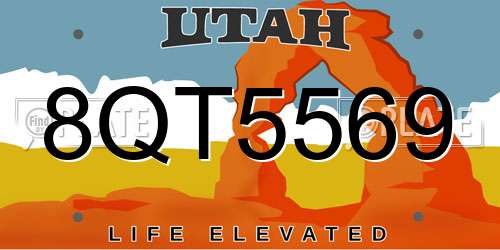 8QT5569 Utah License Plate