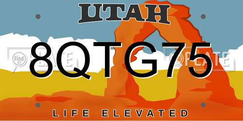 8QTG75 Utah License Plate