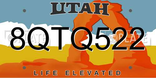 8QTQ522 Utah License Plate