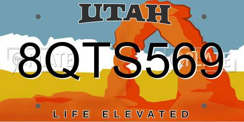 8QTS569 Utah License Plate