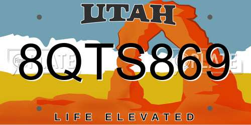 8QTS869 Utah License Plate