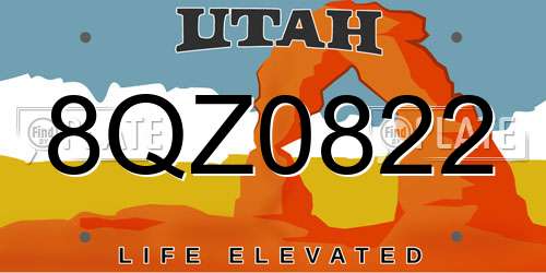 8QZ0822 Utah License Plate