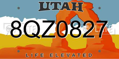 8QZ0827 Utah License Plate