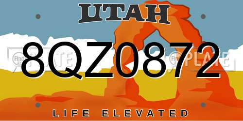 8QZ0872 Utah License Plate