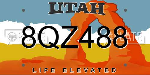 8QZ488 Utah License Plate