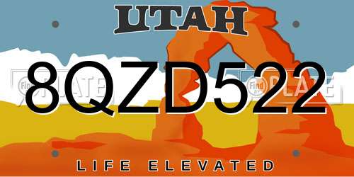 8QZD522 Utah License Plate