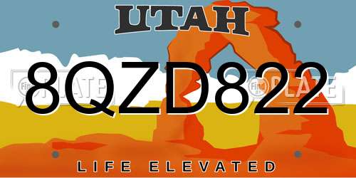 8QZD822 Utah License Plate