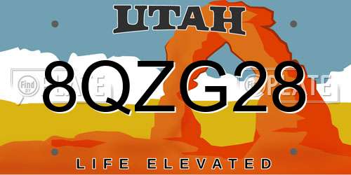 8QZG28 Utah License Plate