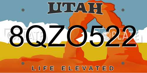 8QZO522 Utah License Plate