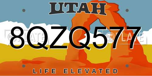 8QZQ577 Utah License Plate