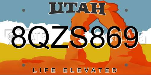 8QZS869 Utah License Plate