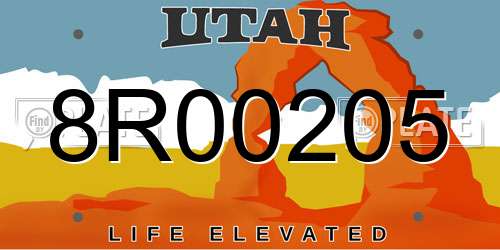 8R00205 Utah License Plate