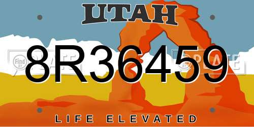 8R36459 Utah License Plate