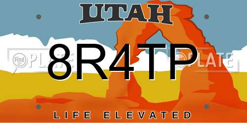 8R4TP Utah License Plate