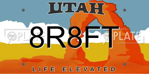 8R8FT Utah License Plate