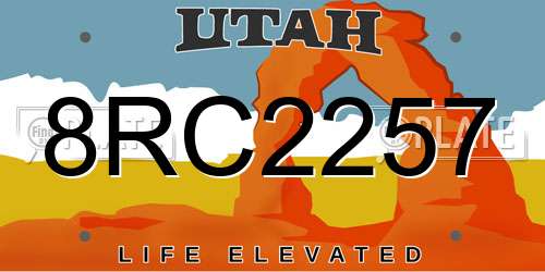 8RC2257 Utah License Plate
