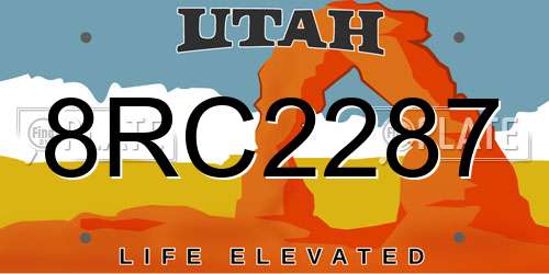 8RC2287 Utah License Plate
