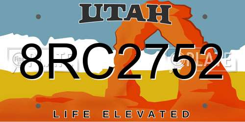 8RC2752 Utah License Plate
