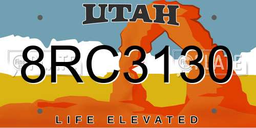 8RC3130 Utah License Plate