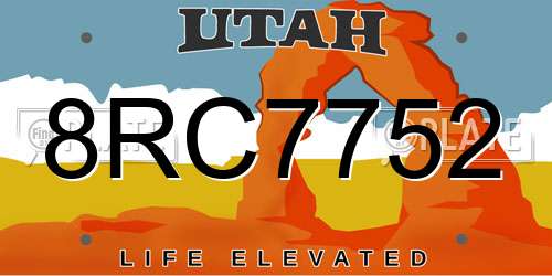 8RC7752 Utah License Plate