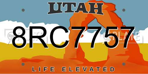 8RC7757 Utah License Plate