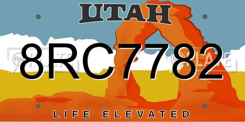 8RC7782 Utah License Plate