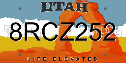 8RCZ252 Utah License Plate