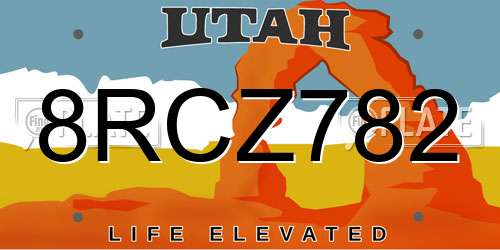 8RCZ782 Utah License Plate