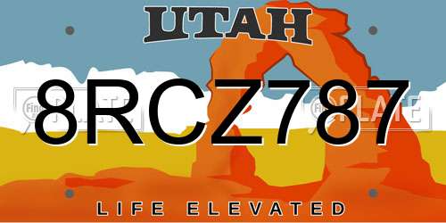8RCZ787 Utah License Plate