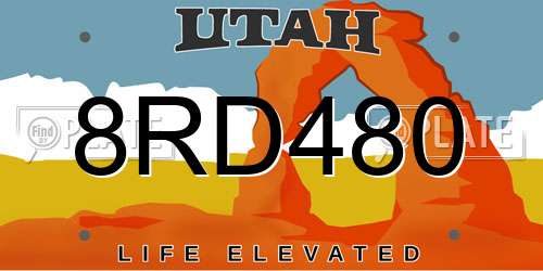 8RD480 Utah License Plate