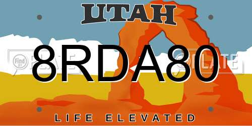 8RDA80 Utah License Plate