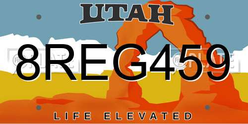 8REG459 Utah License Plate