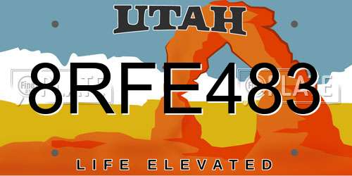 8RFE483 Utah License Plate