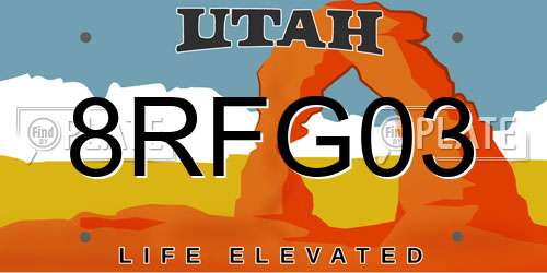 8RFG03 Utah License Plate