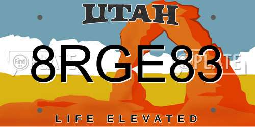 8RGE83 Utah License Plate