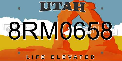 8RM0658 Utah License Plate