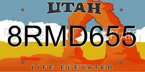 8RMD655 Utah License Plate