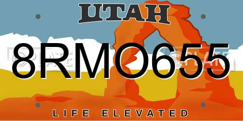 8RMO655 Utah License Plate