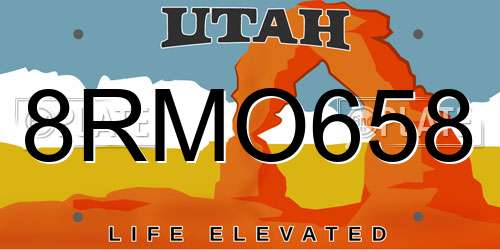 8RMO658 Utah License Plate