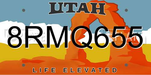 8RMQ655 Utah License Plate