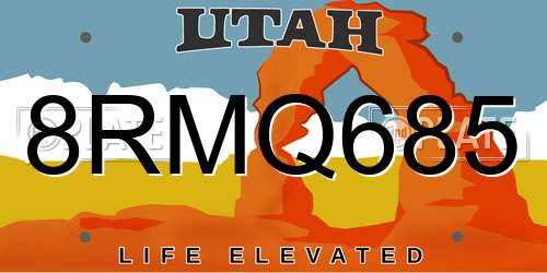 8RMQ685 Utah License Plate