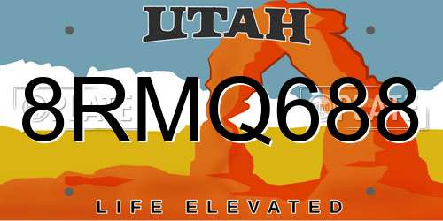 8RMQ688 Utah License Plate